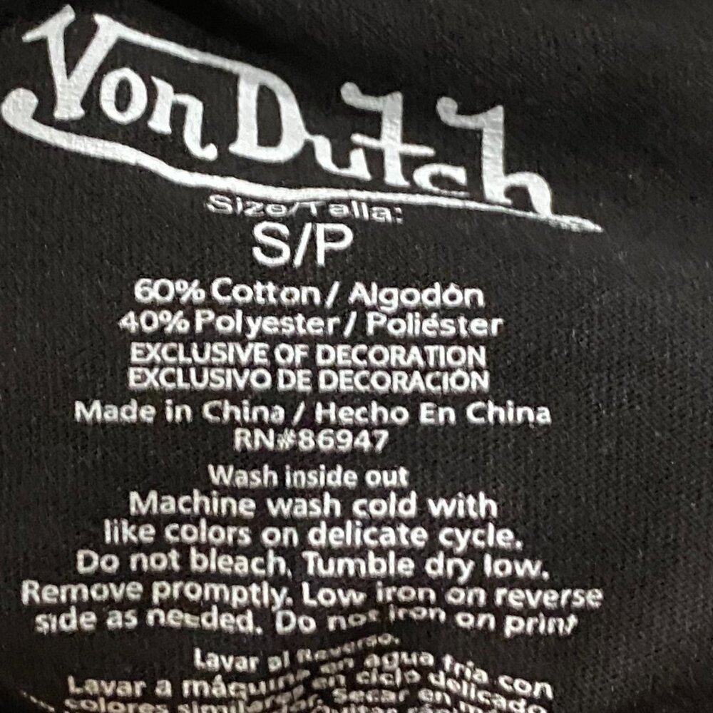NWT Von Dutch Tiger Snake Bling Logo Graphics Punk Goth Festival Tee T-Shirt S - Picture 7 of 7